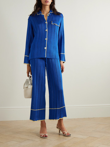 Calle Del Mar Ribbed-knit wide-leg pants