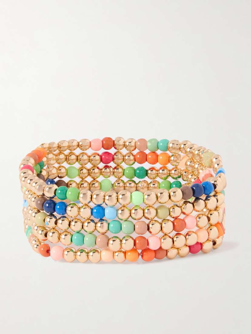Roxanne Assoulin Sienna Set Of Five Gold-tone And Enamel Bracelets