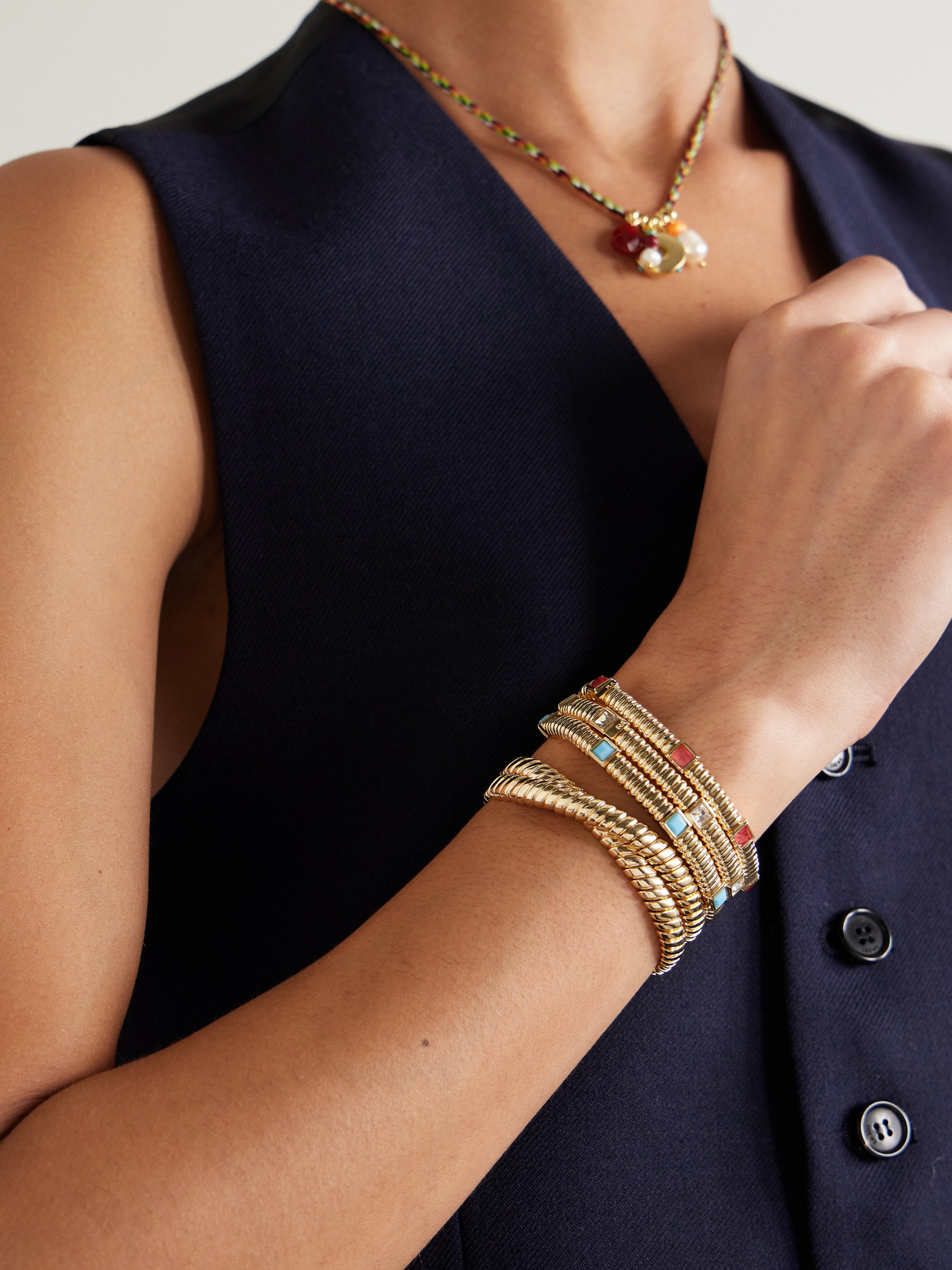 Roxanne Assoulin The Double Cobra Gold-tone Bracelet In Gold