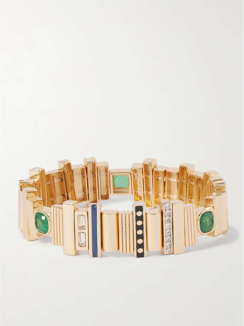 Roxanne Assoulin Empire Gold-tone, Enamel And Crystal Bracelet
