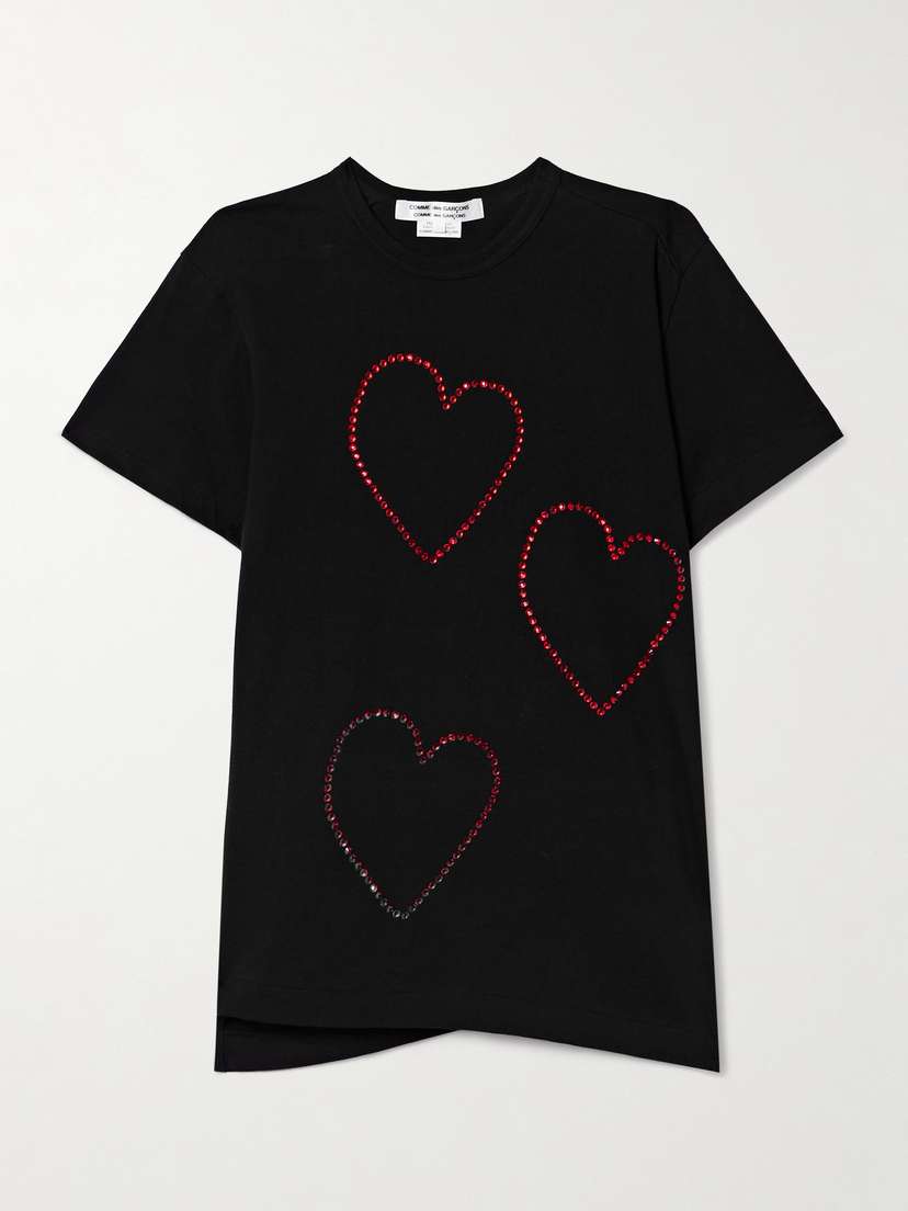 Comme des Garçons Comme des Garçons Asymmetric Embellished Cotton-jersey T-shirt