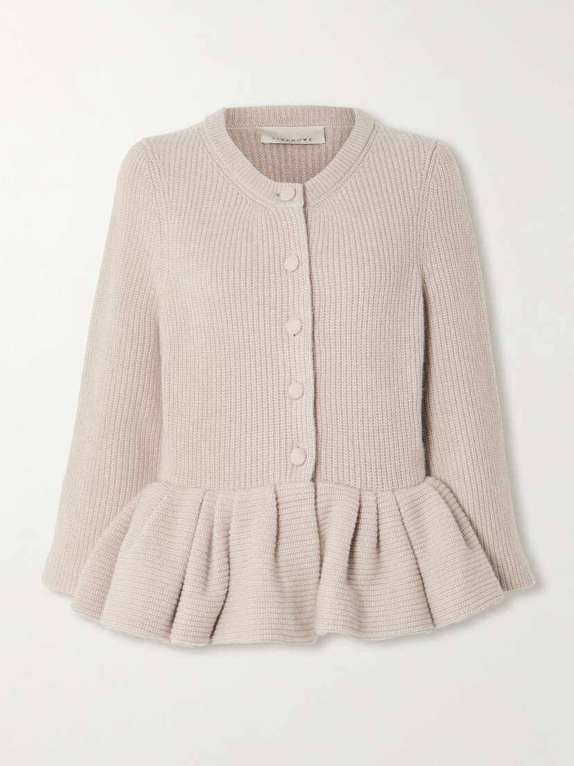 LIBEROWE Ruffled Cashmere Peplum Cardigan