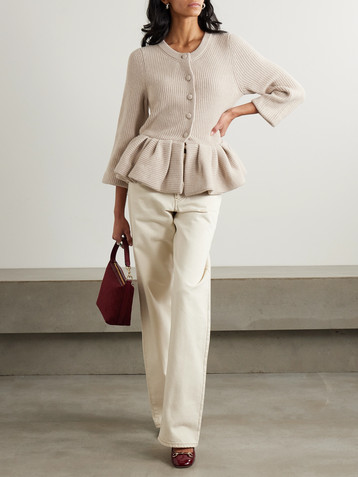 Liberowe Ruffled cashmere peplum cardigan