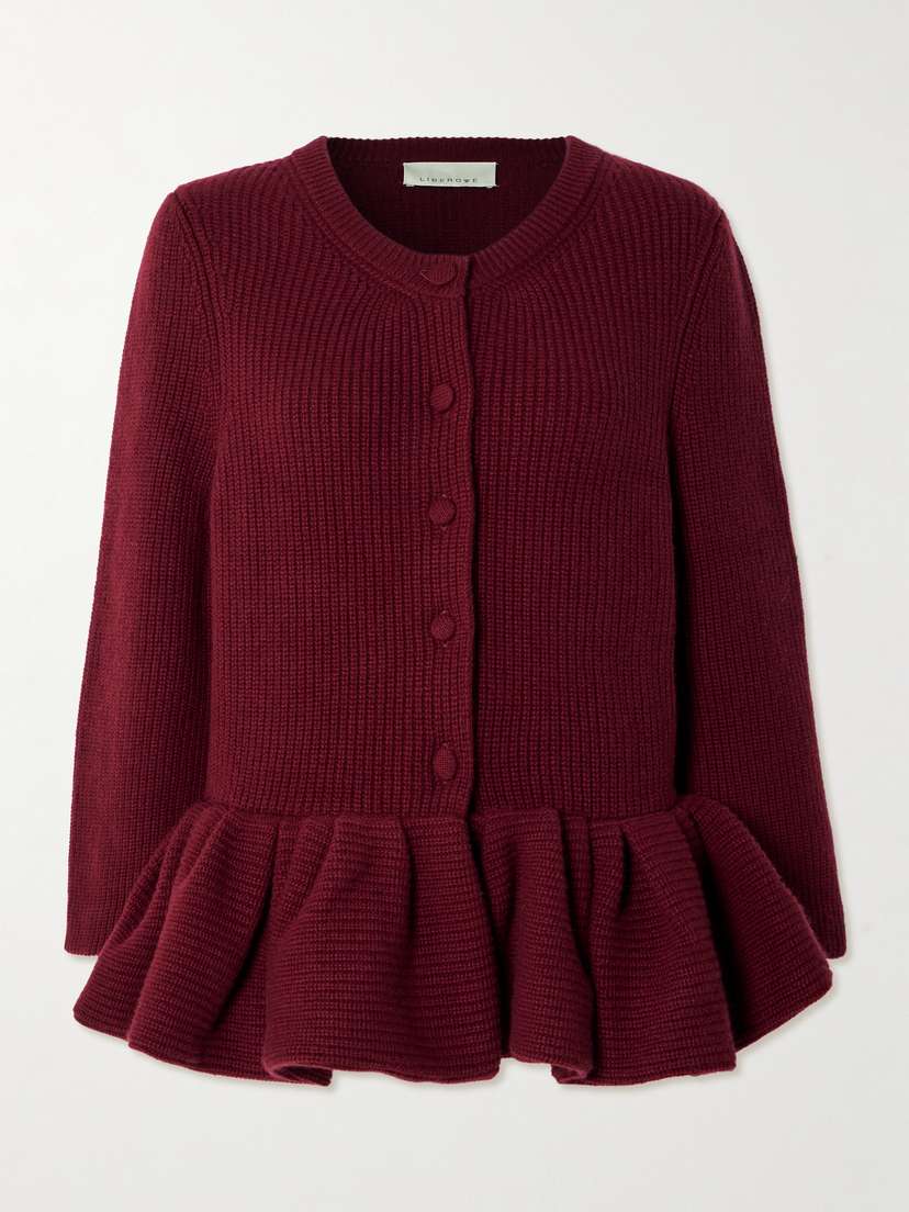 LIBEROWE Ruffled Cashmere Peplum Cardigan
