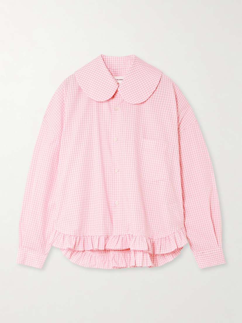 Comme des Garçons GIRL Oversized Ruffled Gingham Cotton-poplin Shirt