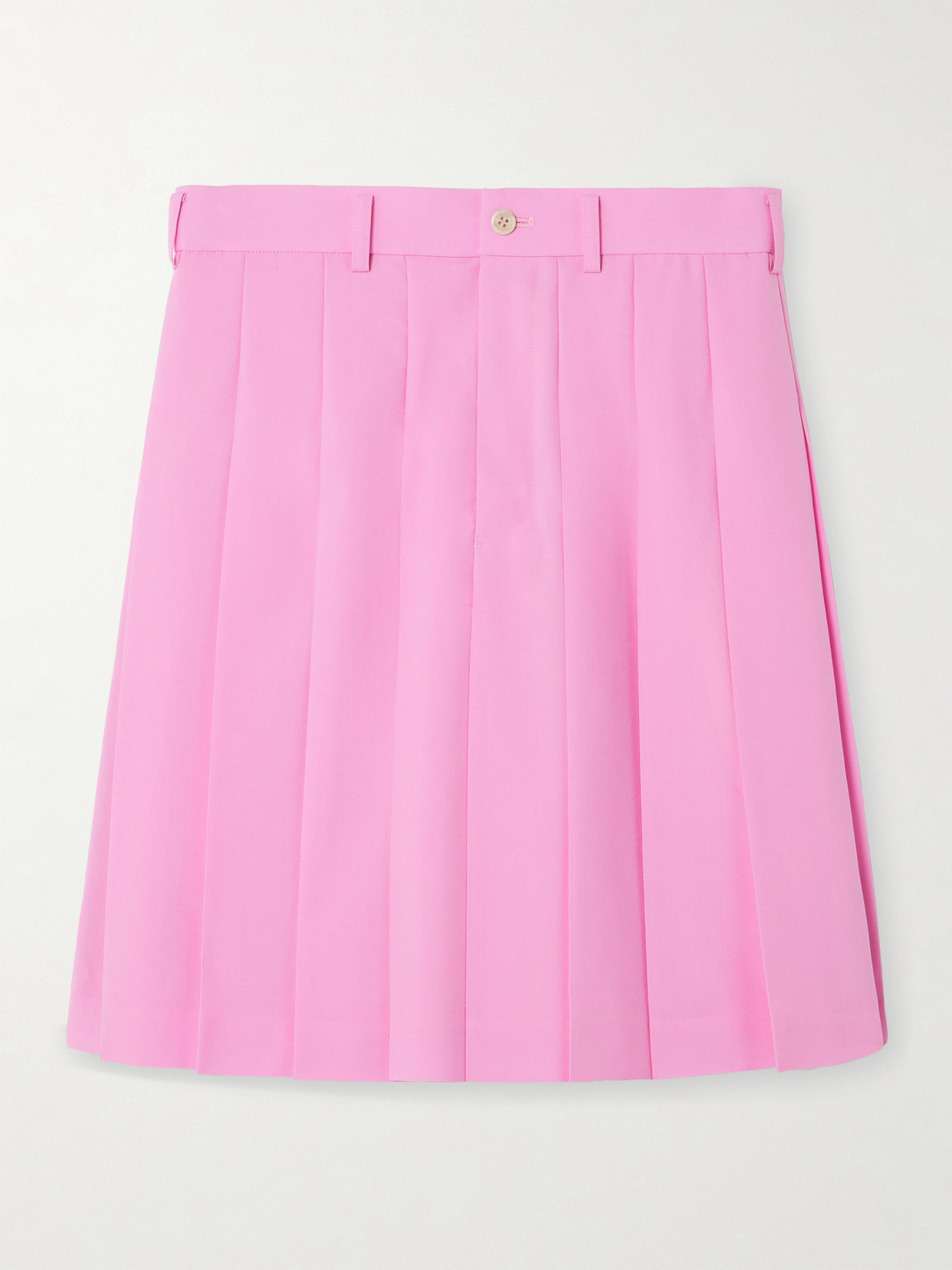 Comme Des Garcons Girl Pleated Wool Grain De Poudre Midi Skirt In Pink