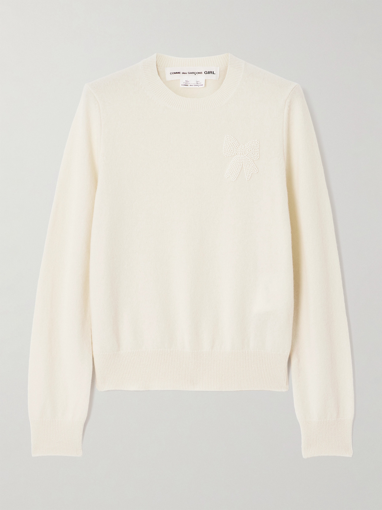 Comme Des Garcons Girl Bead-embellished Wool Jumper In Neutrals