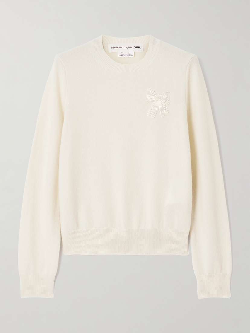 Comme des Garçons GIRL Bead-embellished Wool Sweater