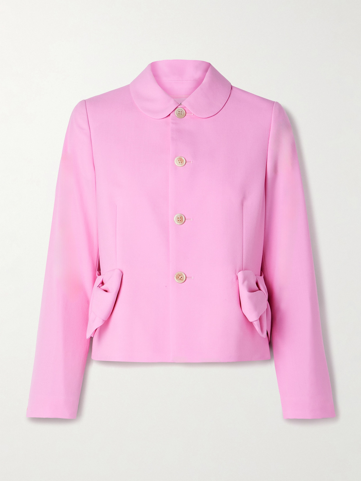 Comme Des Garcons Girl Bow-embellished Wool Grain De Poudre Jacket In Pink