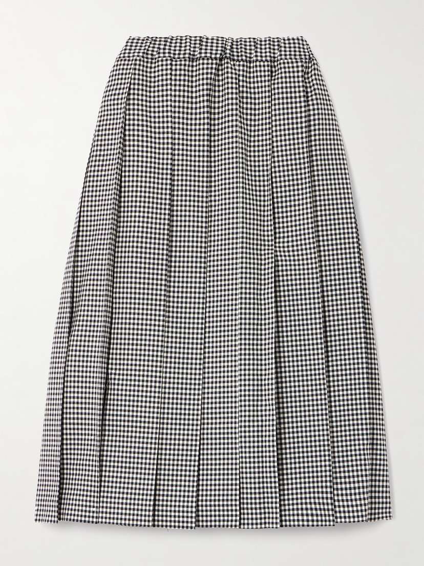 Comme des Garçons GIRL Pleated Gingham Wool Midi Skirt