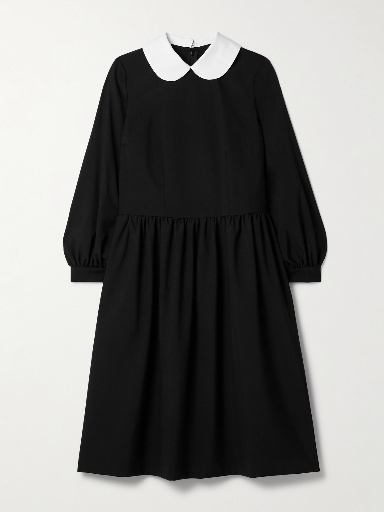 Comme Des Garcons Girl Cotton-poplin Trimmed Wool Midi Dress In Black
