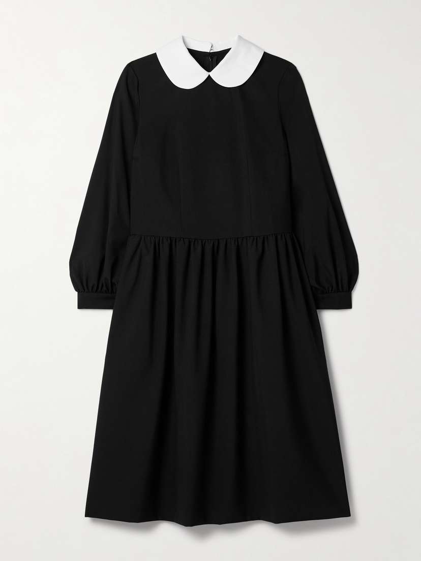 Comme des Garçons GIRL Cotton-poplin Trimmed Wool Midi Dress