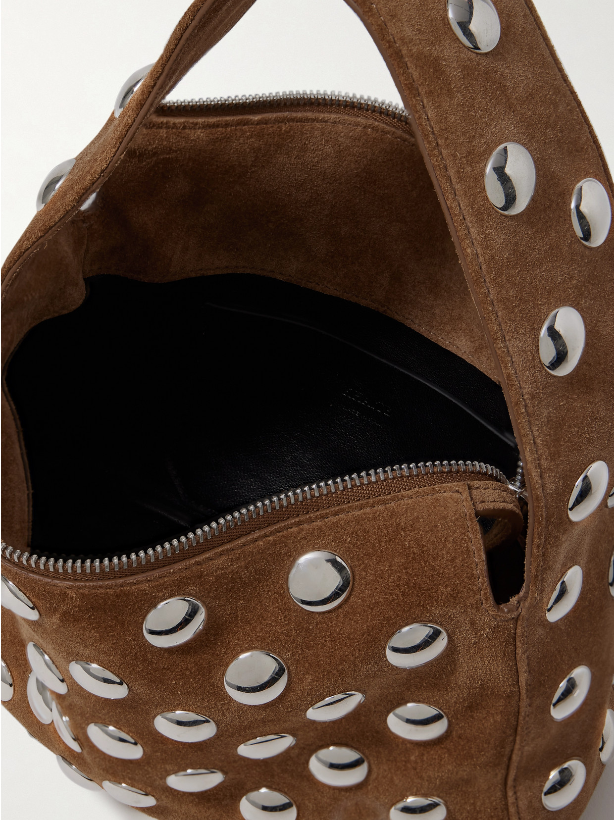 KHAITE ELENA SMALL STUDDED SUEDE SHOULDER BAG