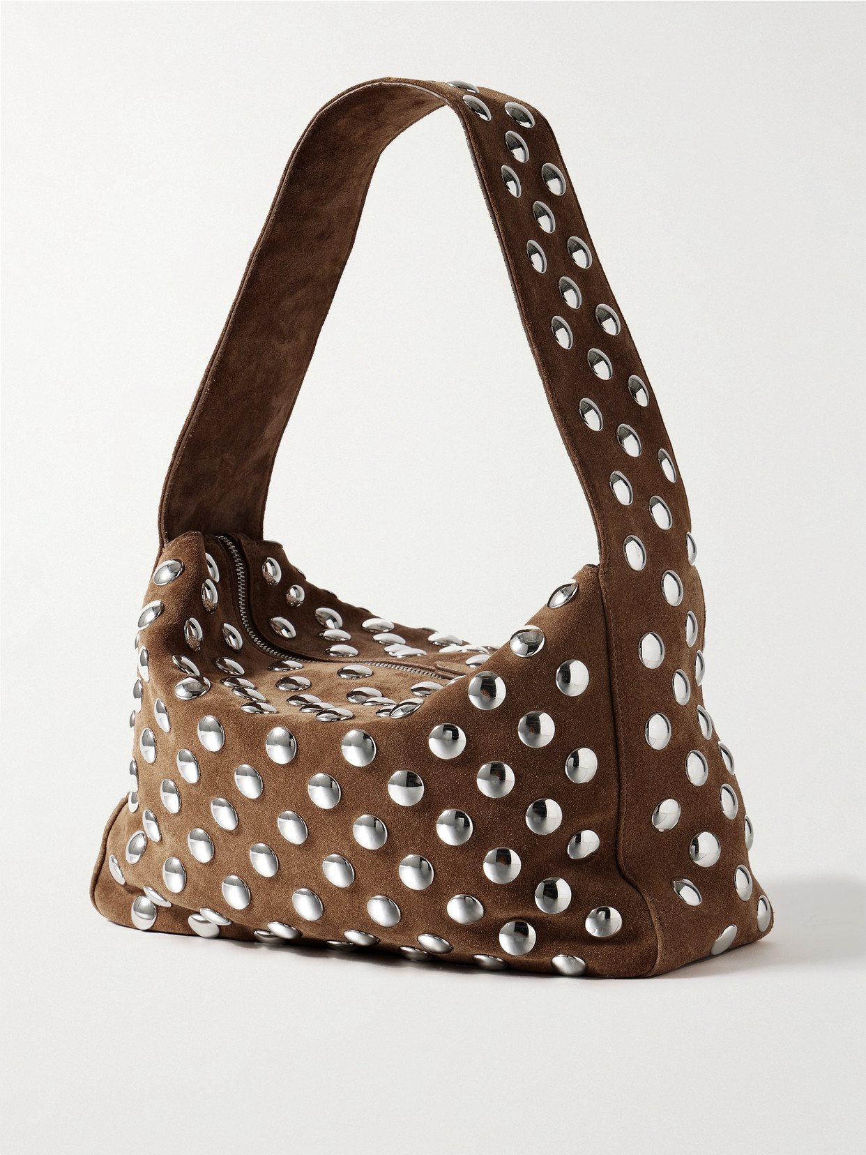 KHAITE ELENA MEDIUM STUDDED SUEDE SHOULDER BAG