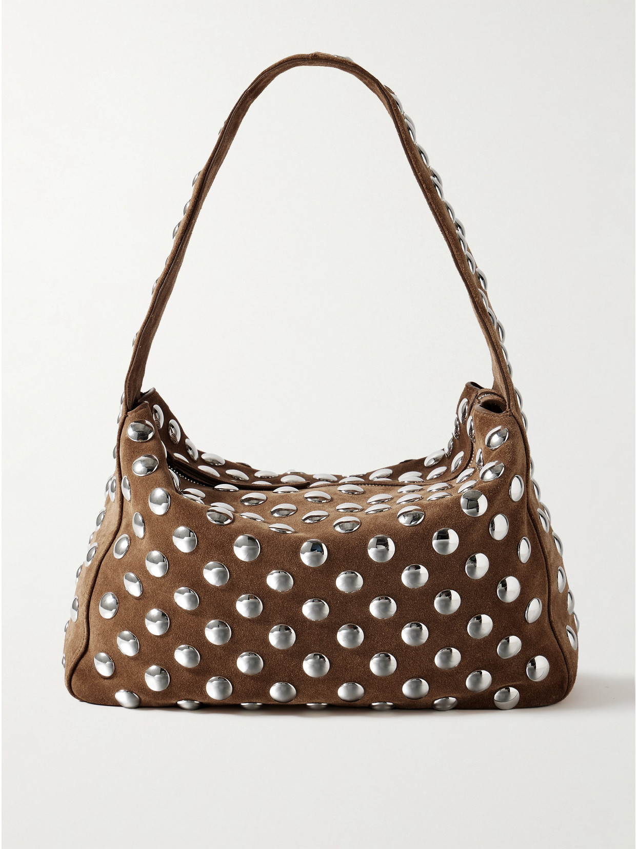 KHAITE ELENA MEDIUM STUDDED SUEDE SHOULDER BAG