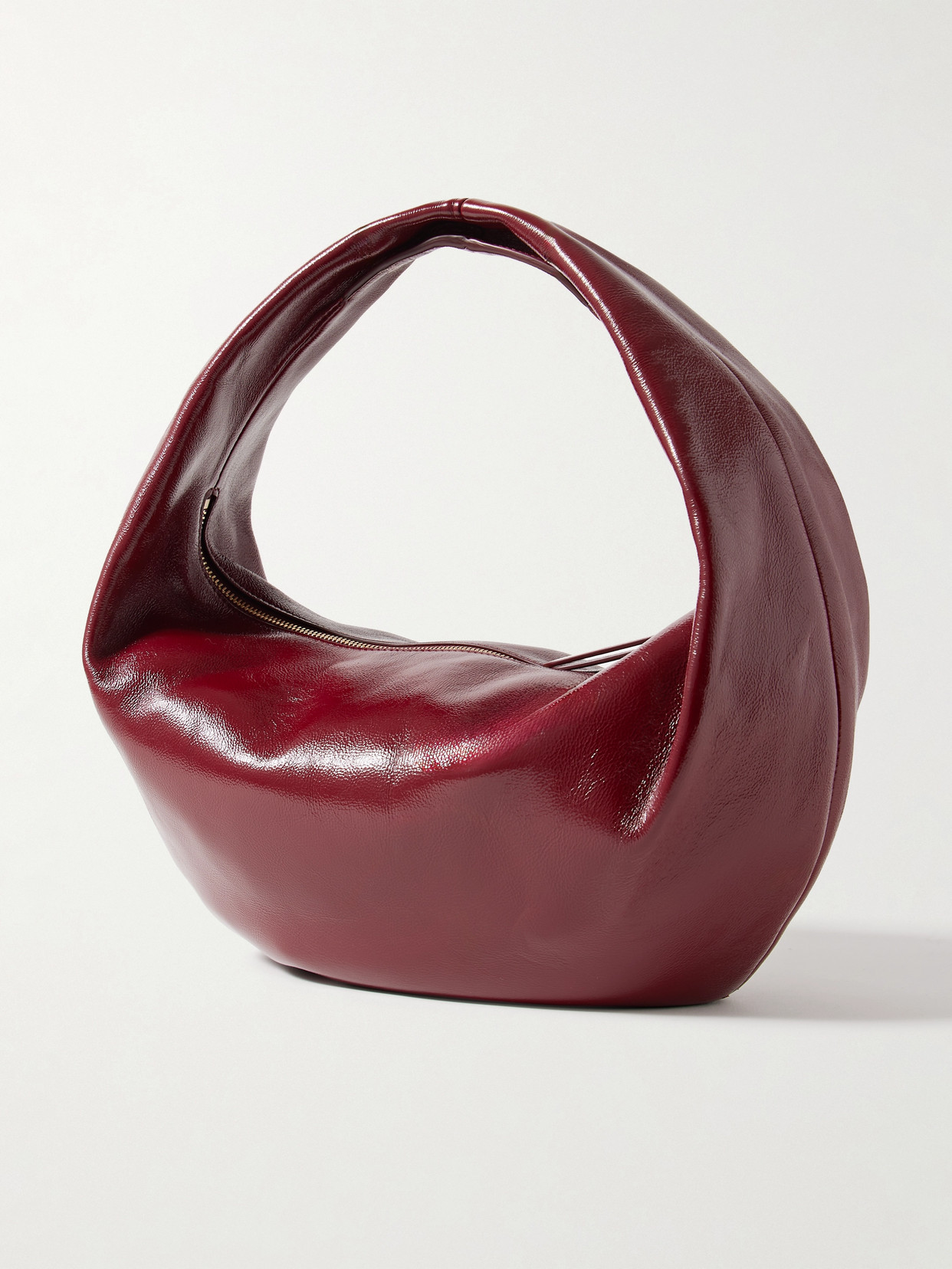 Khaite Medium Olivia Patent Hobo Bag In Burgundy