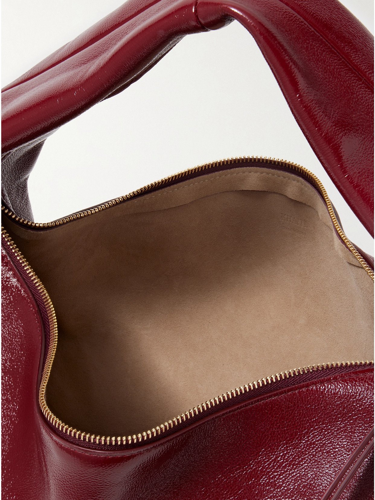 Khaite Medium Olivia Patent Hobo Bag In Burgundy