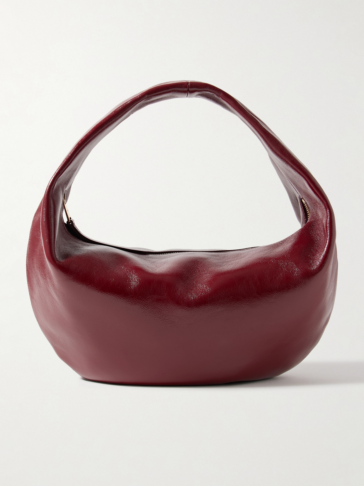 Khaite Medium Olivia Patent Hobo Bag In Brown