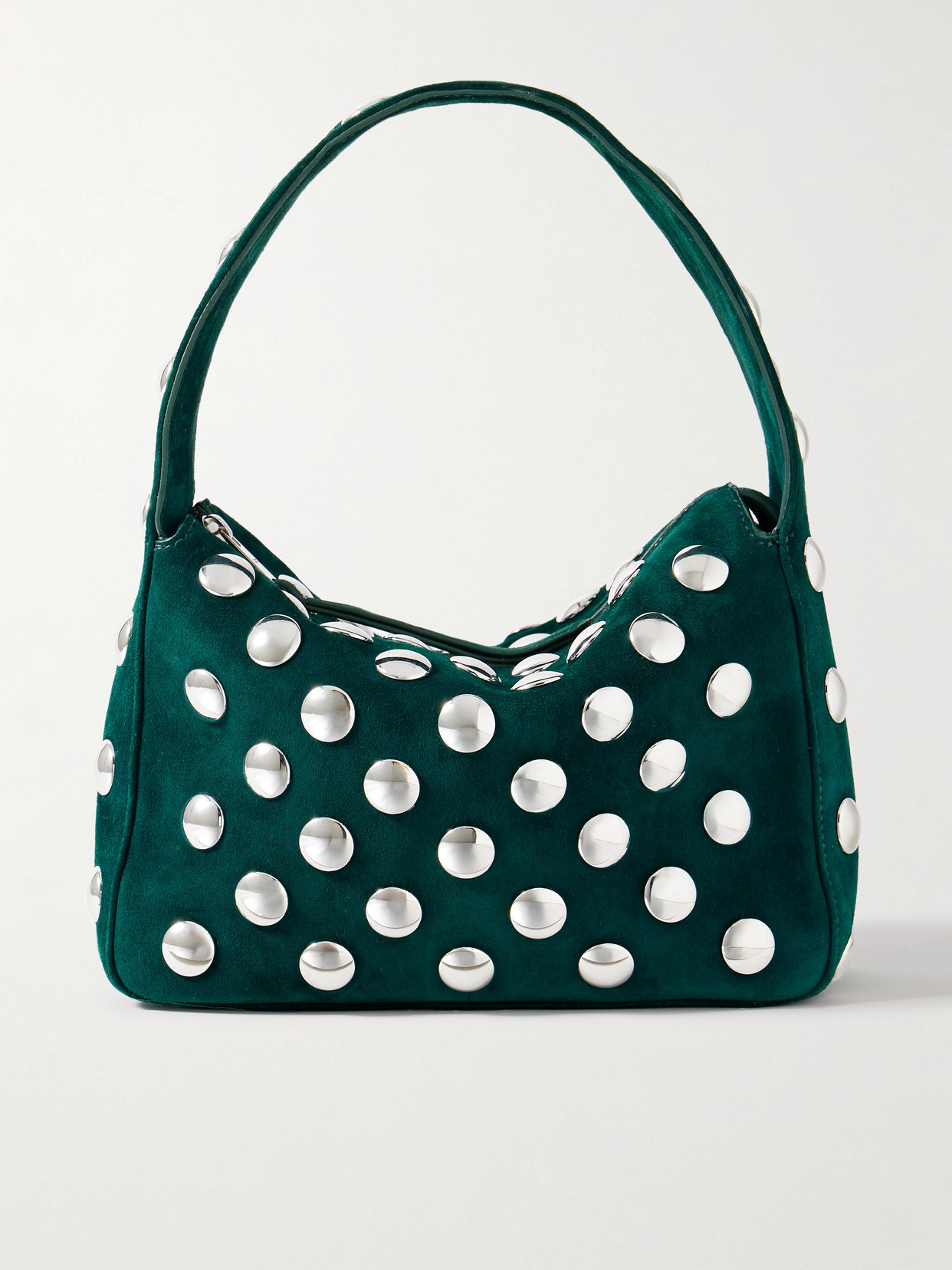 Khaite Elena Small Studded Suede Shoulder Bag In Green ModeSens