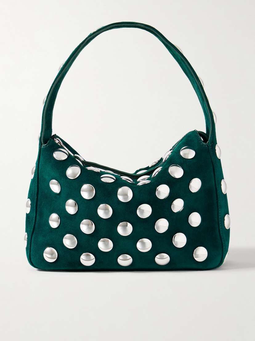 Khaite Elena Small Studded Suede Shoulder Bag