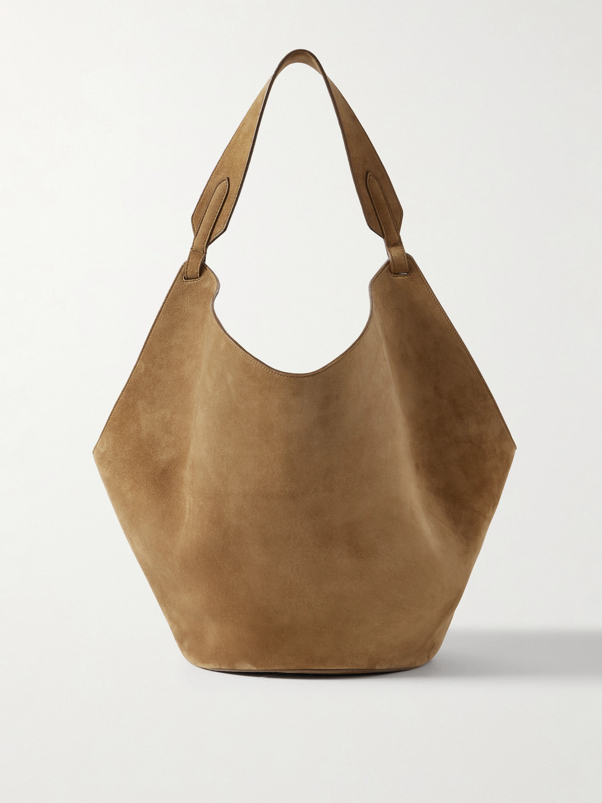 Khaite Lotus Medium Suede Tote In Brown