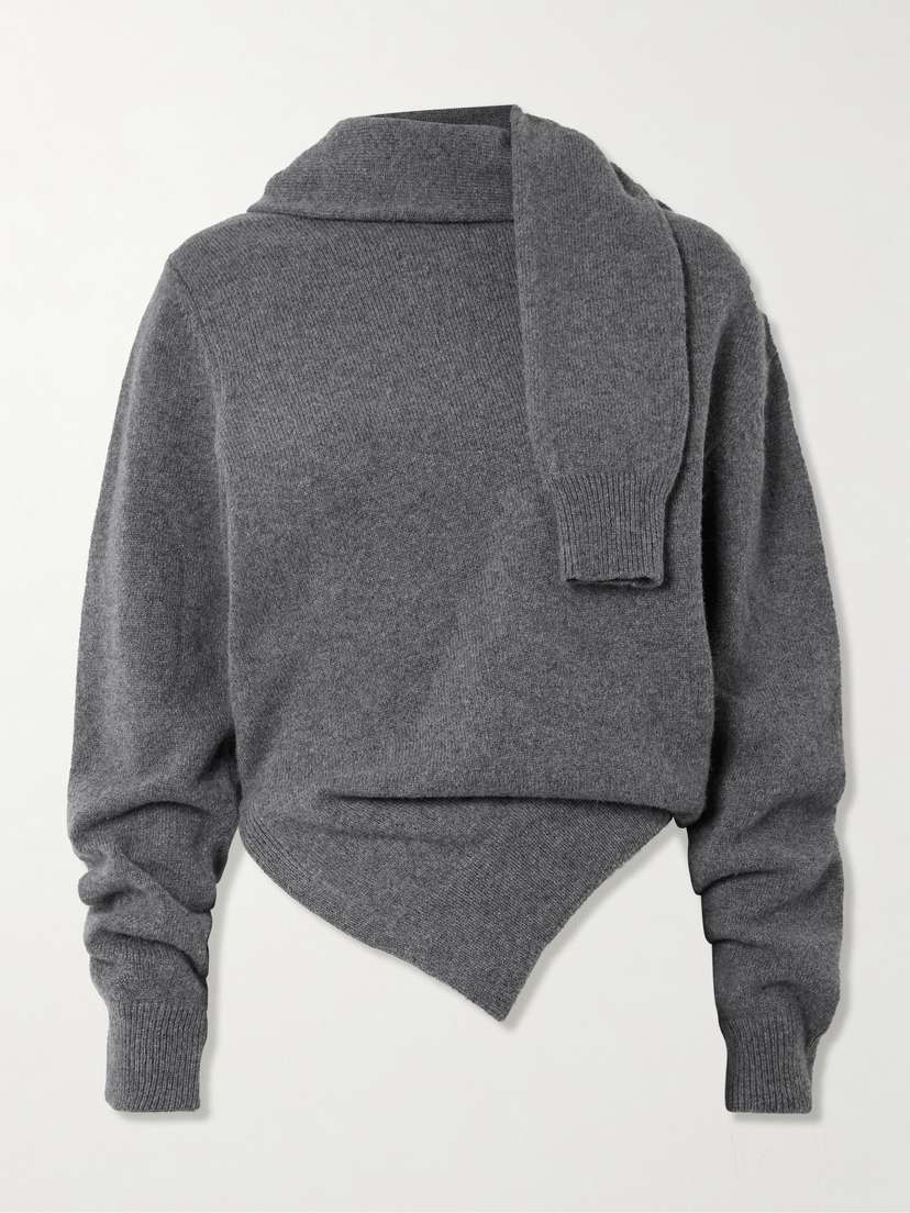 RÓHE Scarf-detailed Ribbed Wool And Cashmere-blend Sweater