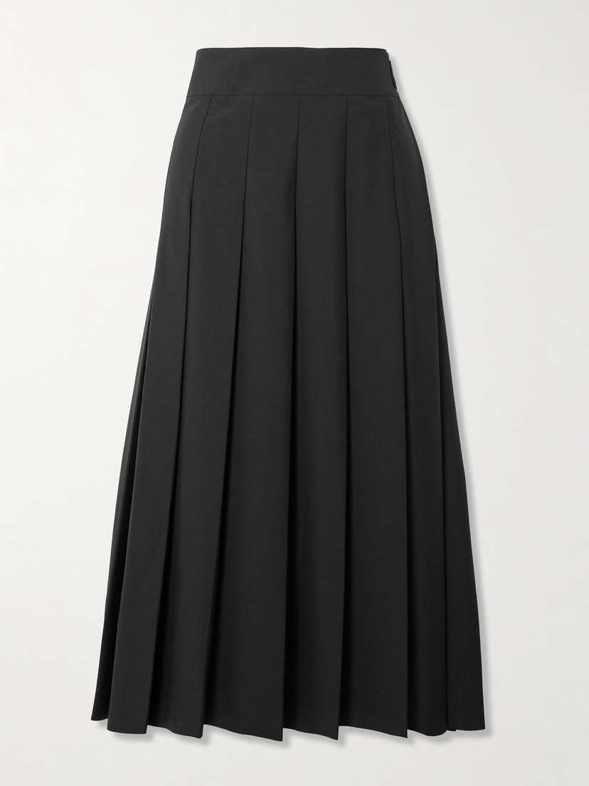 RÓHE Belted Pleated Wool-blend Midi Wrap Skirt