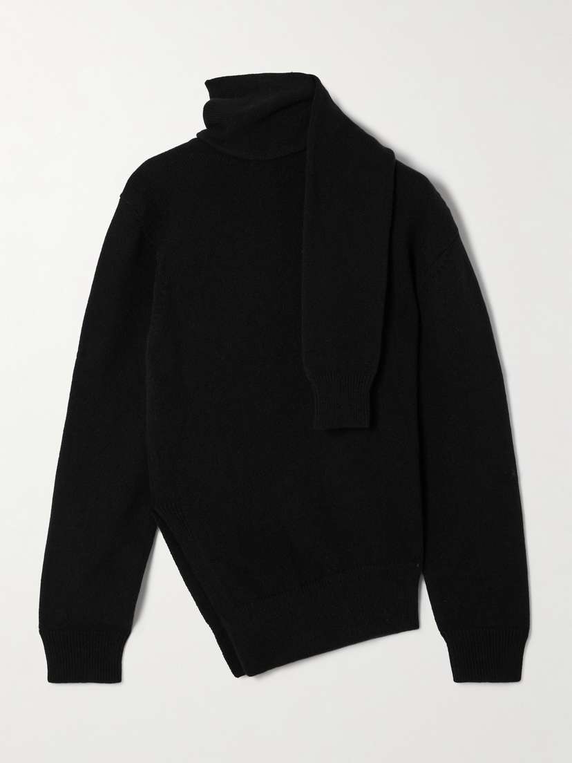 RÓHE Scarf-detailed Ribbed Wool And Cashmere-blend Sweater