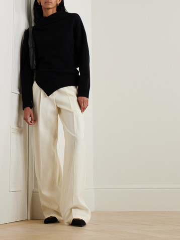 Róhe Scarf-detailed ribbed wool and cashmere-blend sweater
