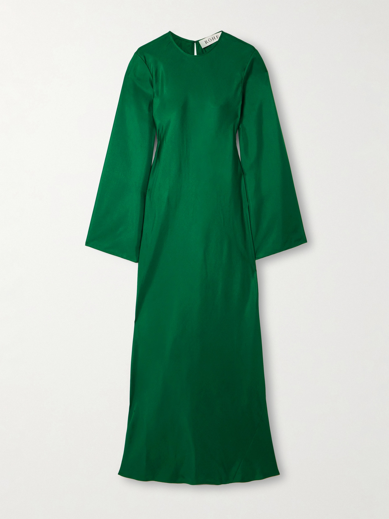 Rohe Green Long Crewneck Dress In Silk Woman In Green