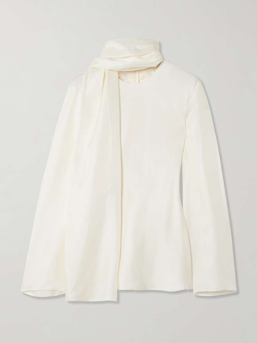 RÓHE Tie-detailed Silk-satin Blouse