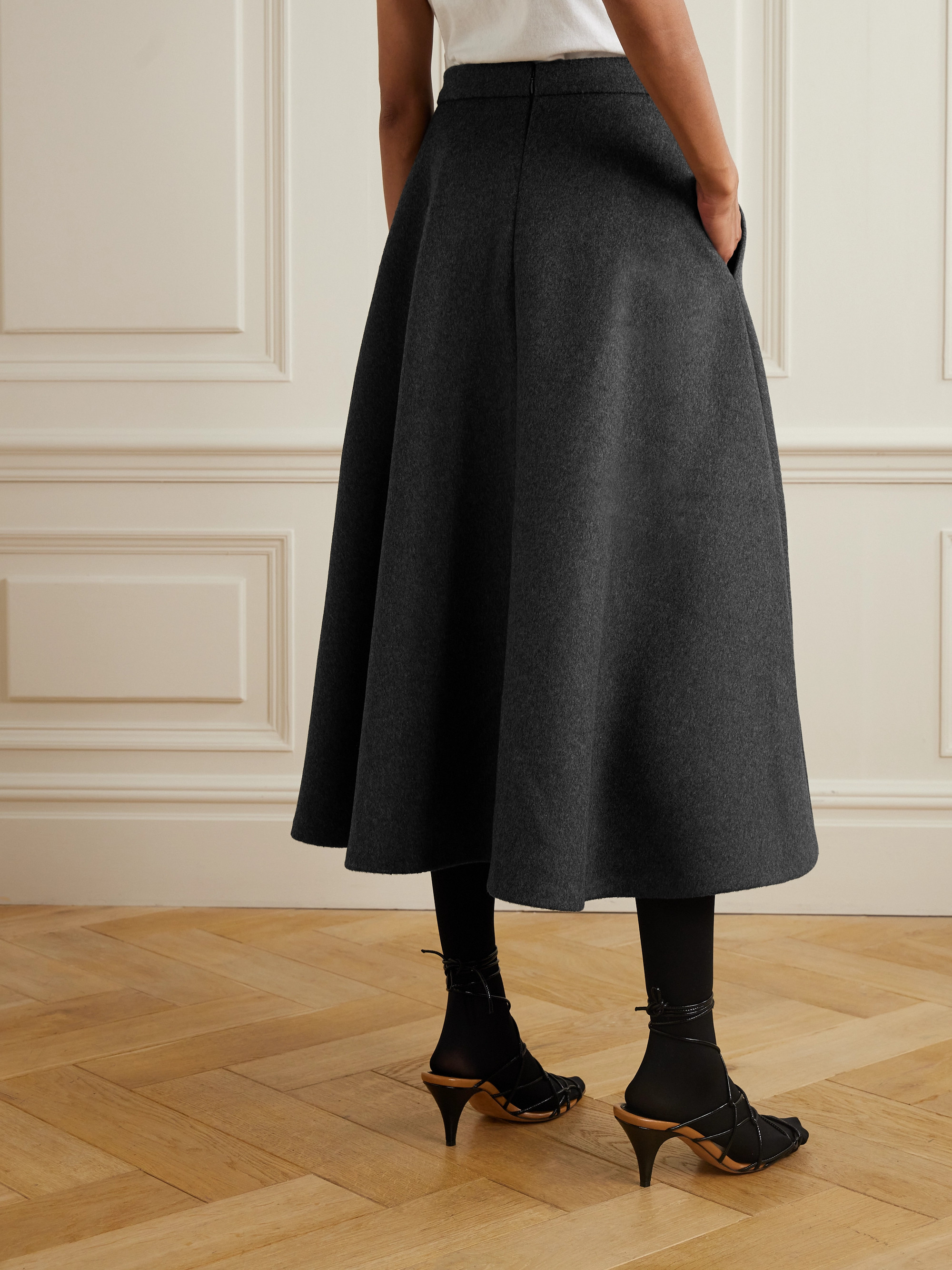 Róhe Recycled wool-blend felt midi skirt
