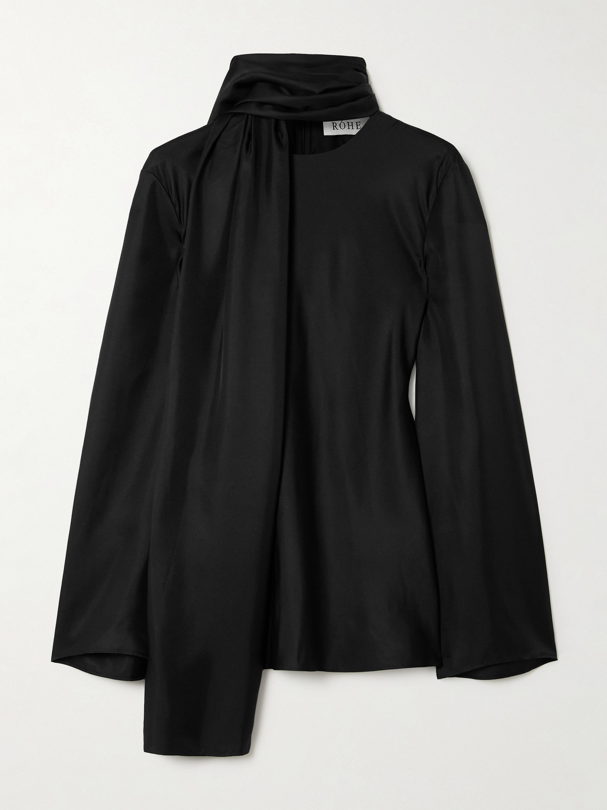 Rohe Tie-detailed Silk-satin Blouse In Black