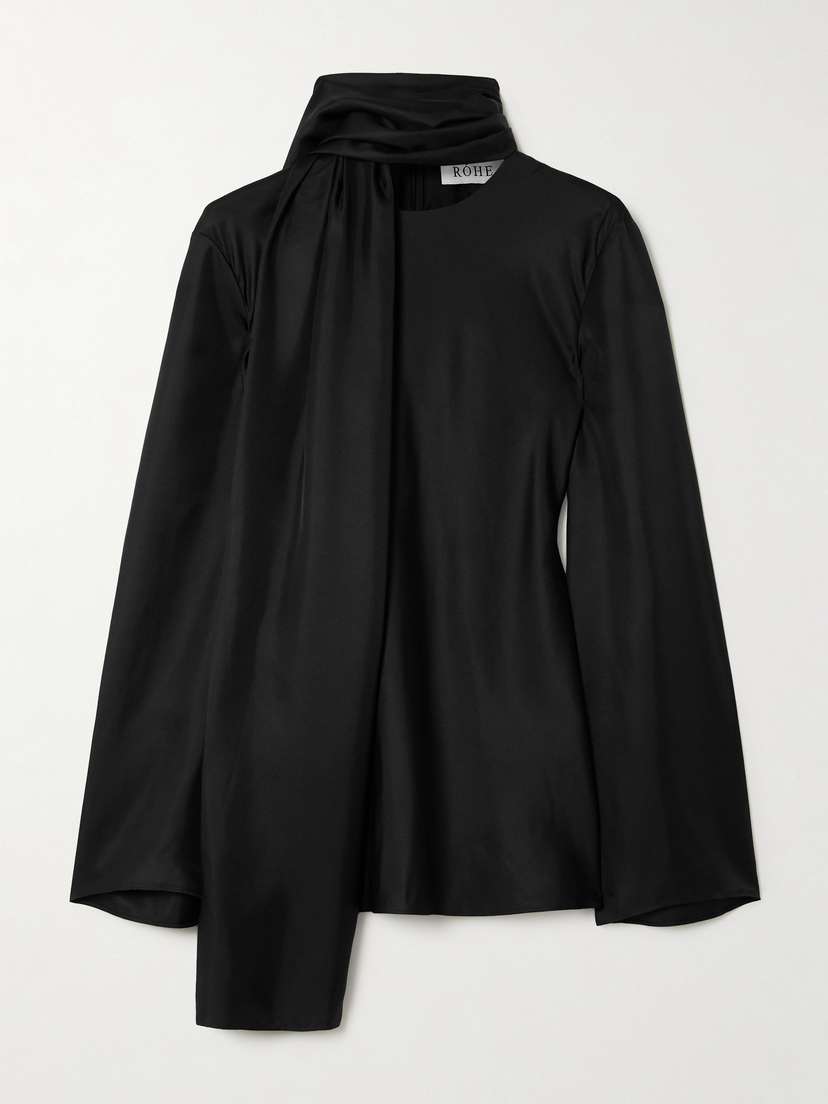 RÓHE Tie-detailed Silk-satin Blouse