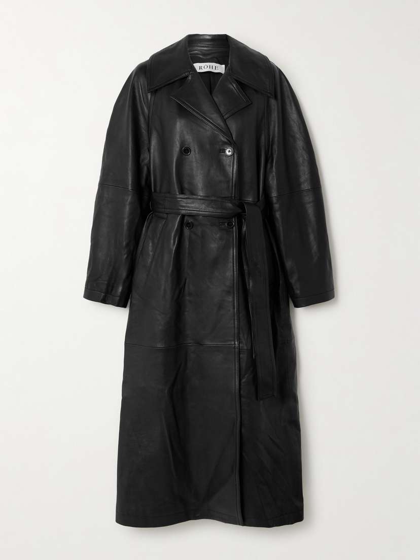 RÓHE Belted Double-breasted Leather Trench Coat