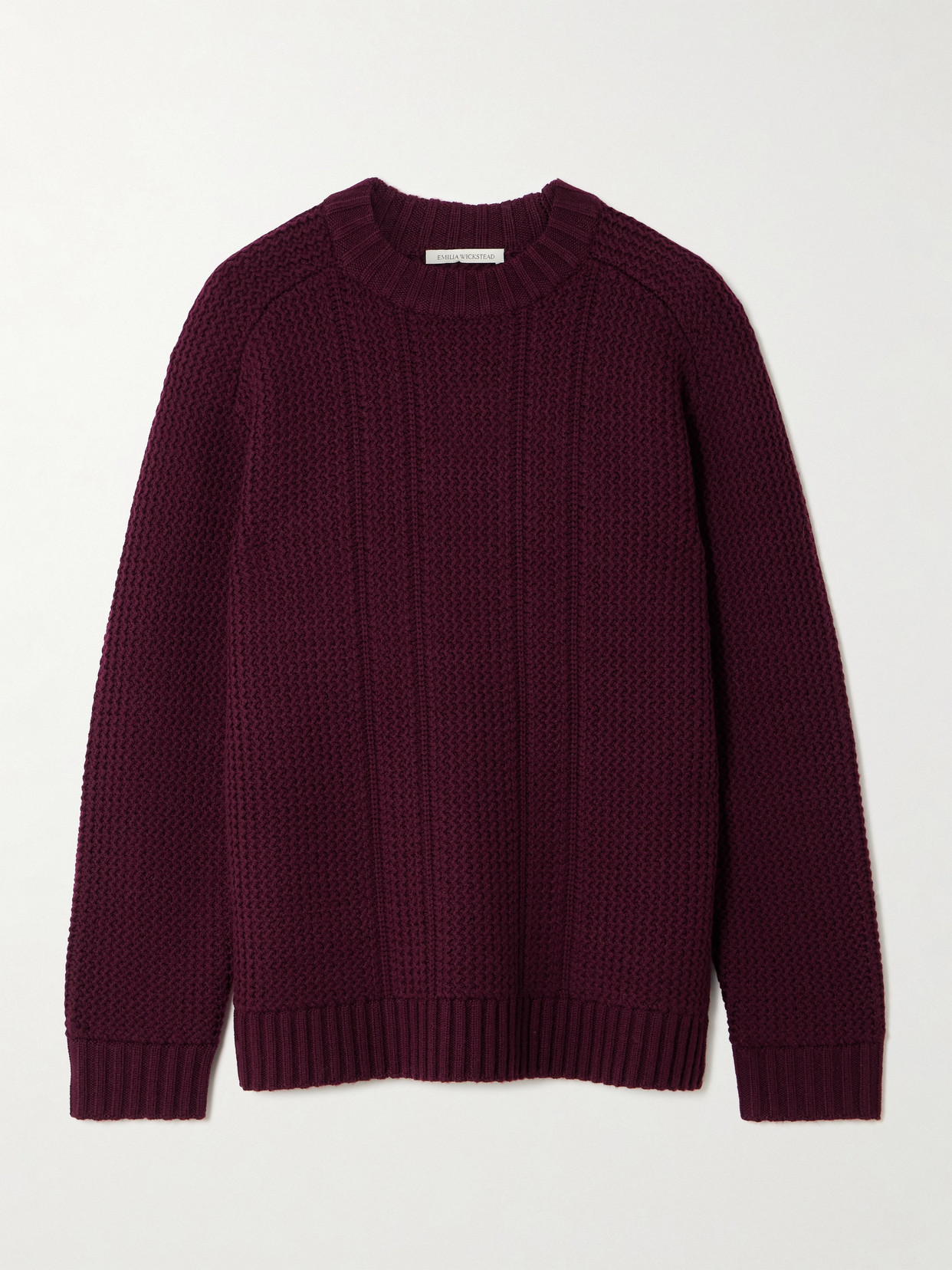 Emilia Wickstead - Combey Cable-knit Wool Sweater - Burgundy