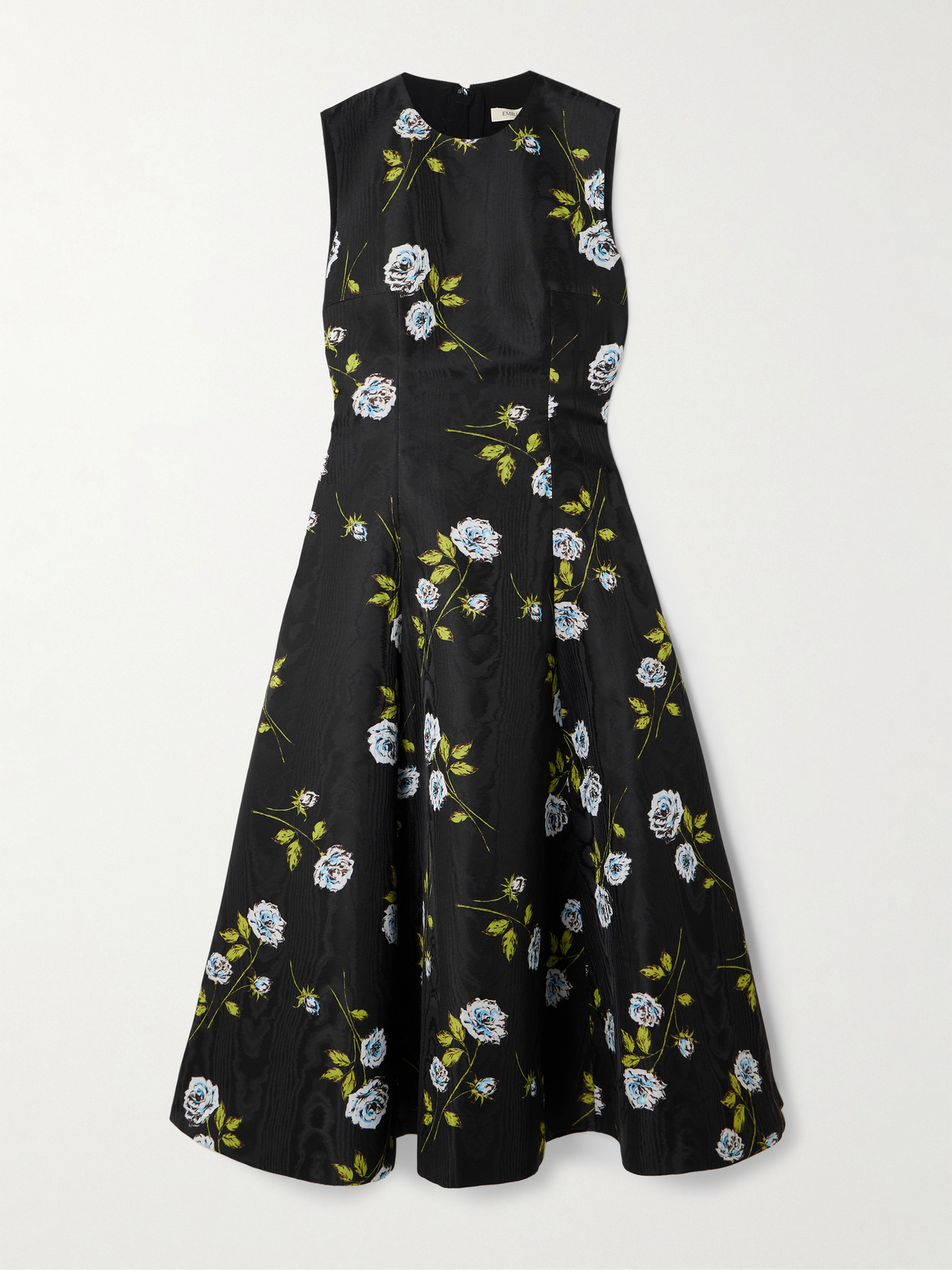 Emilia Wickstead - Mara Floral-print Recycled Moiré Midi Dress - Black