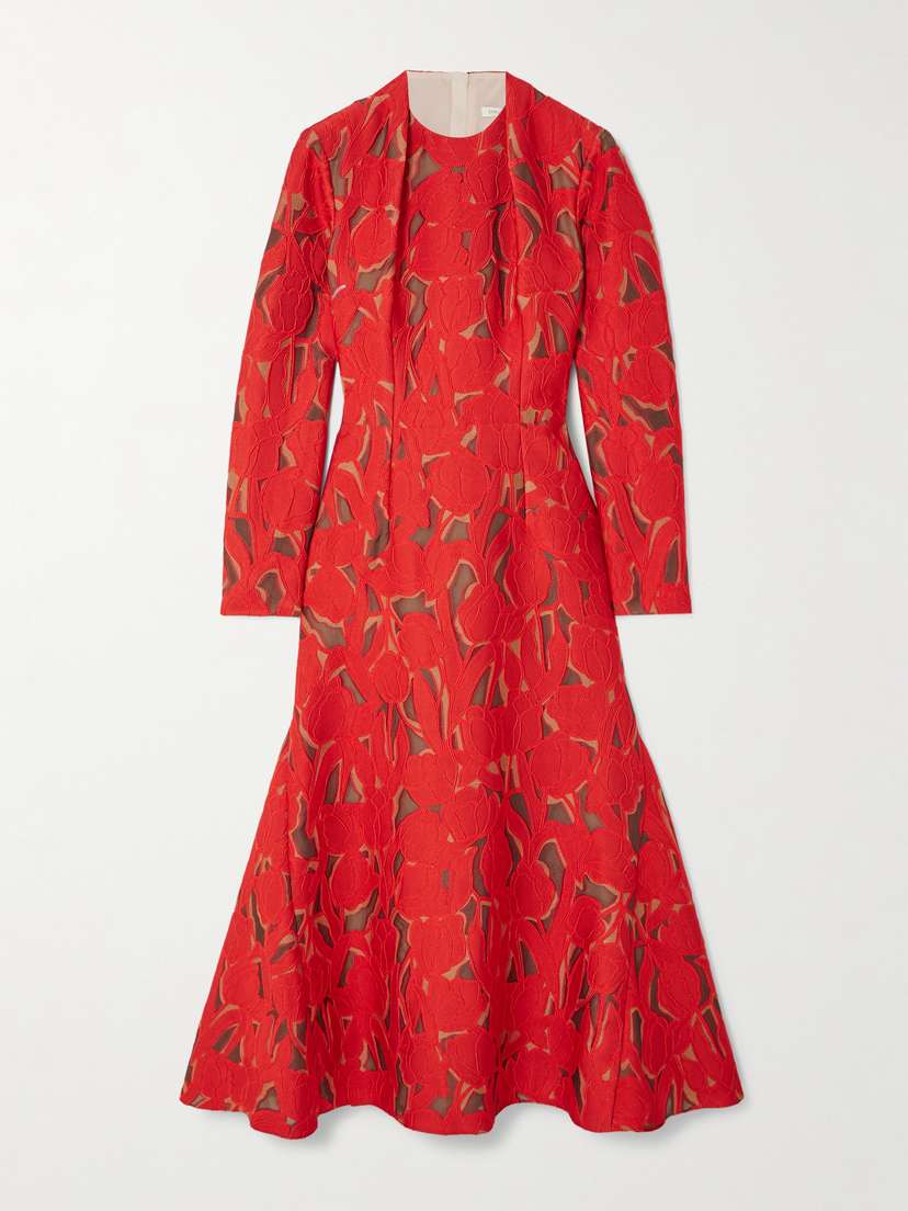 Emilia Wickstead Seneca Cutout Twill Midi Dress