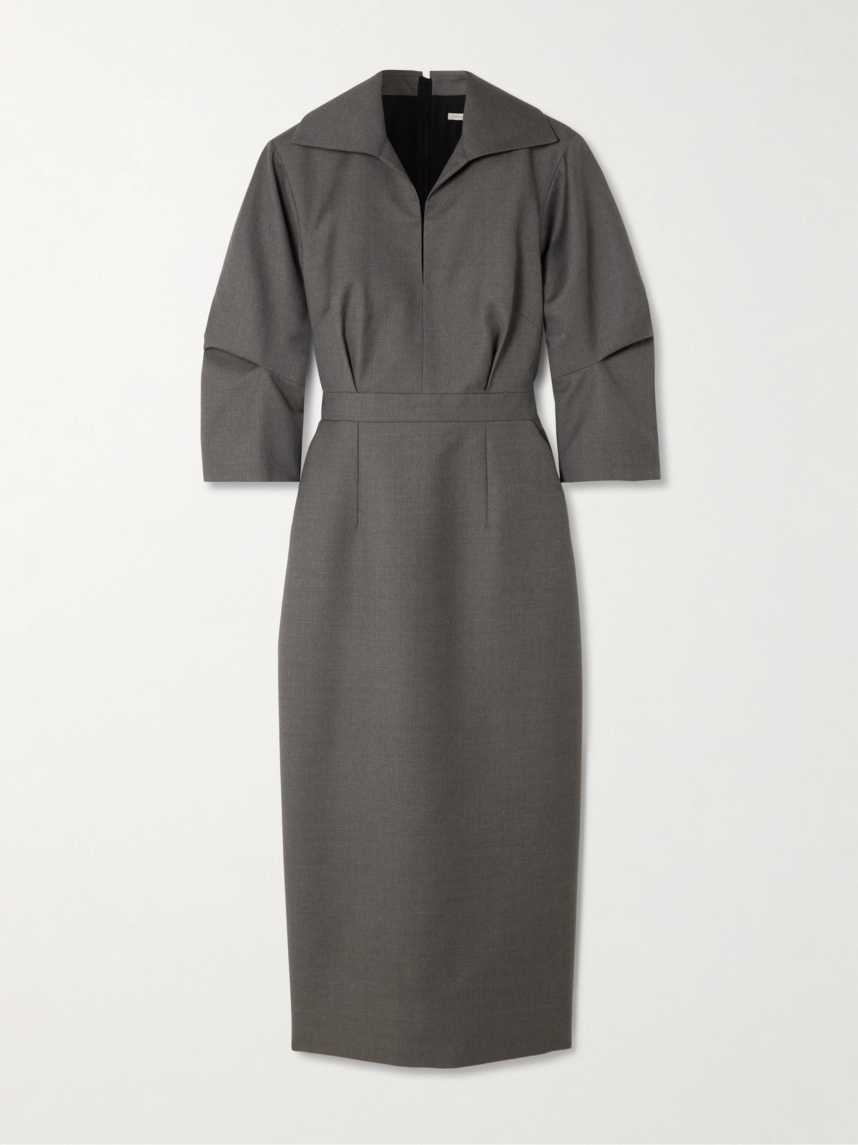 Emilia Wickstead - Vivica Merino Wool-twill Midi Dress - Gray