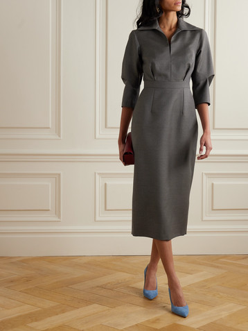 Emilia Wickstead Vivica merino wool-twill midi dress