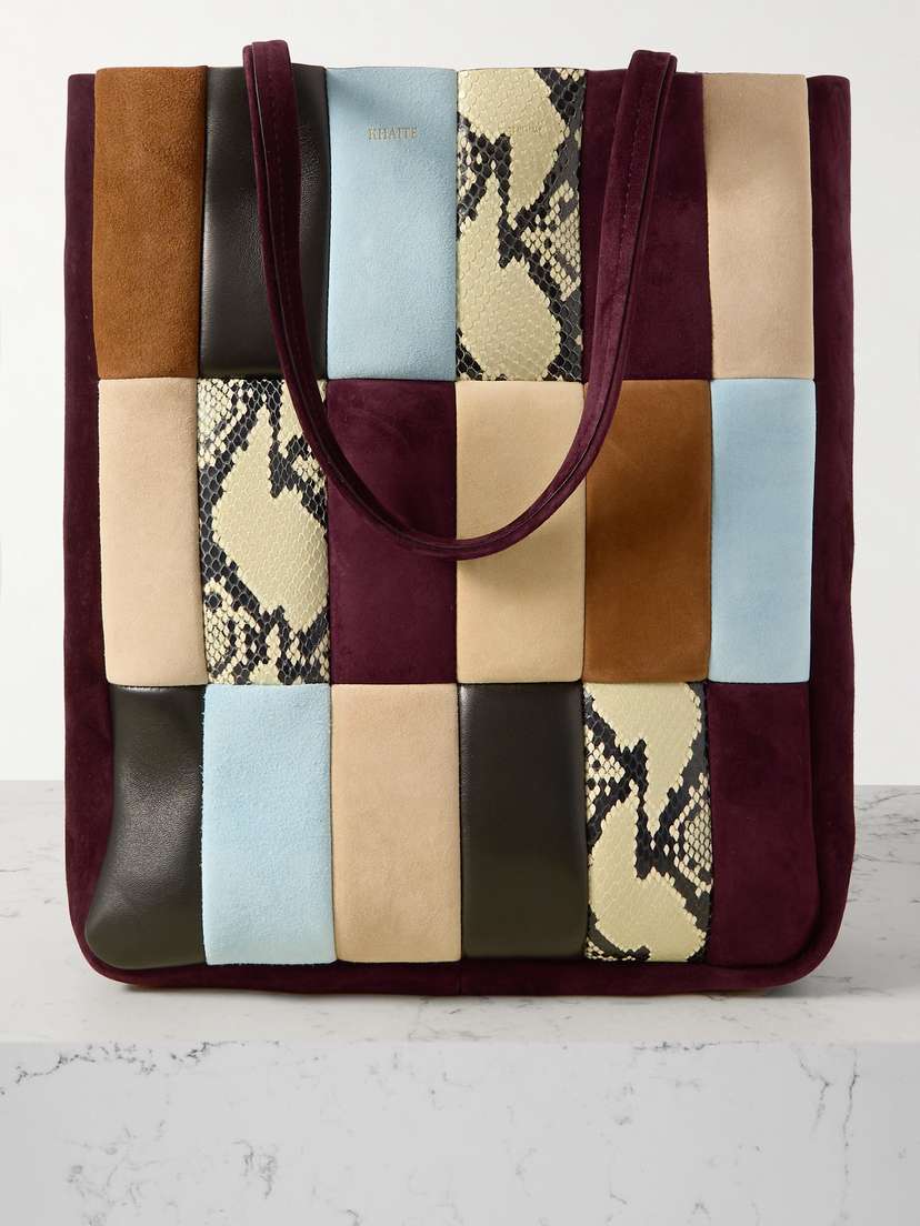 Khaite Zoe Patchwork Suede And Leather Tote