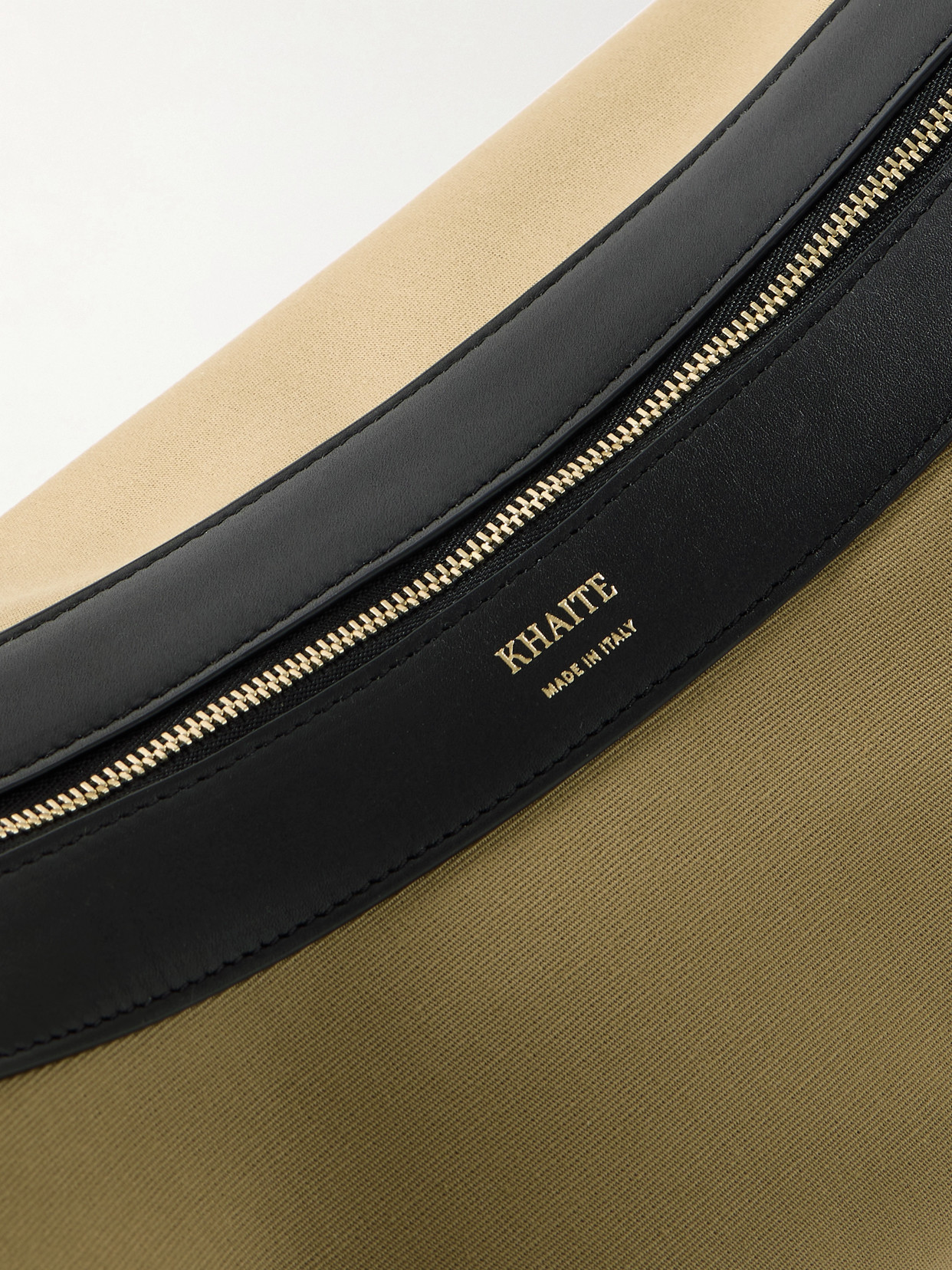 Khaite Augustina Leather-trimmed Canvas Shoulder Bag In Neutrals