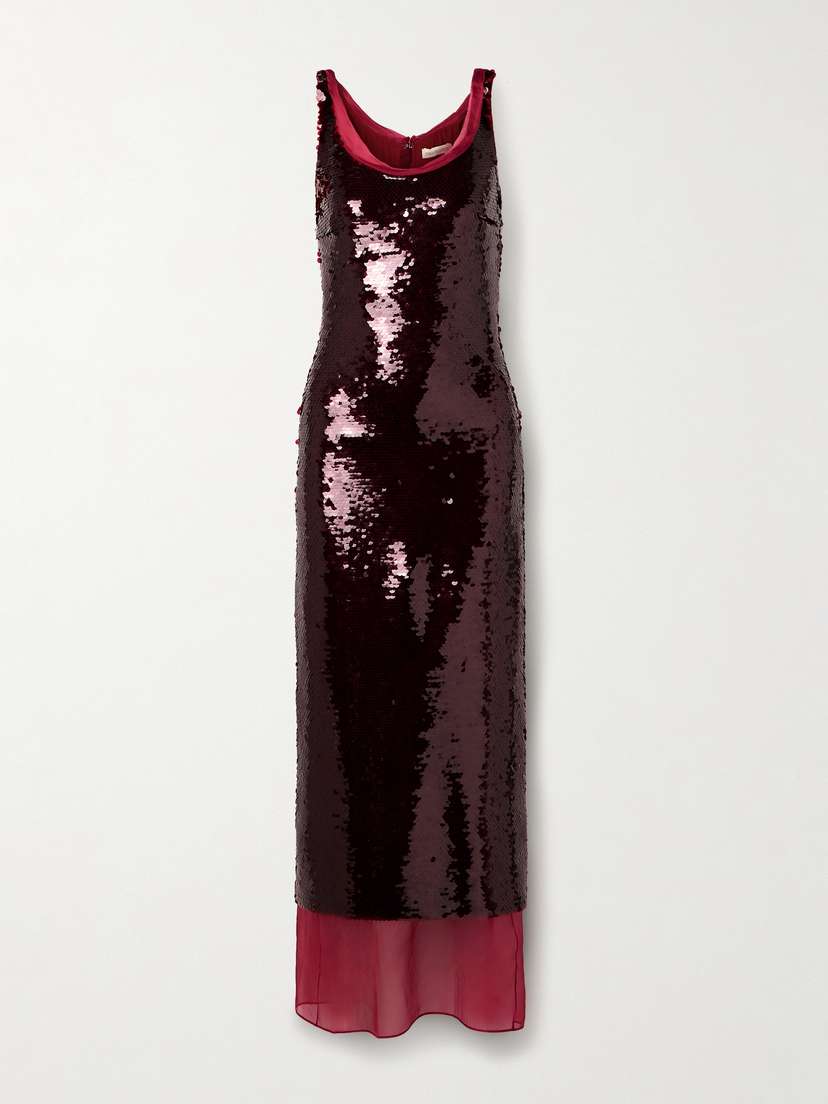Emilia Wickstead Nehemia Layered Silk-organza And Sequined Tulle Maxi Dress