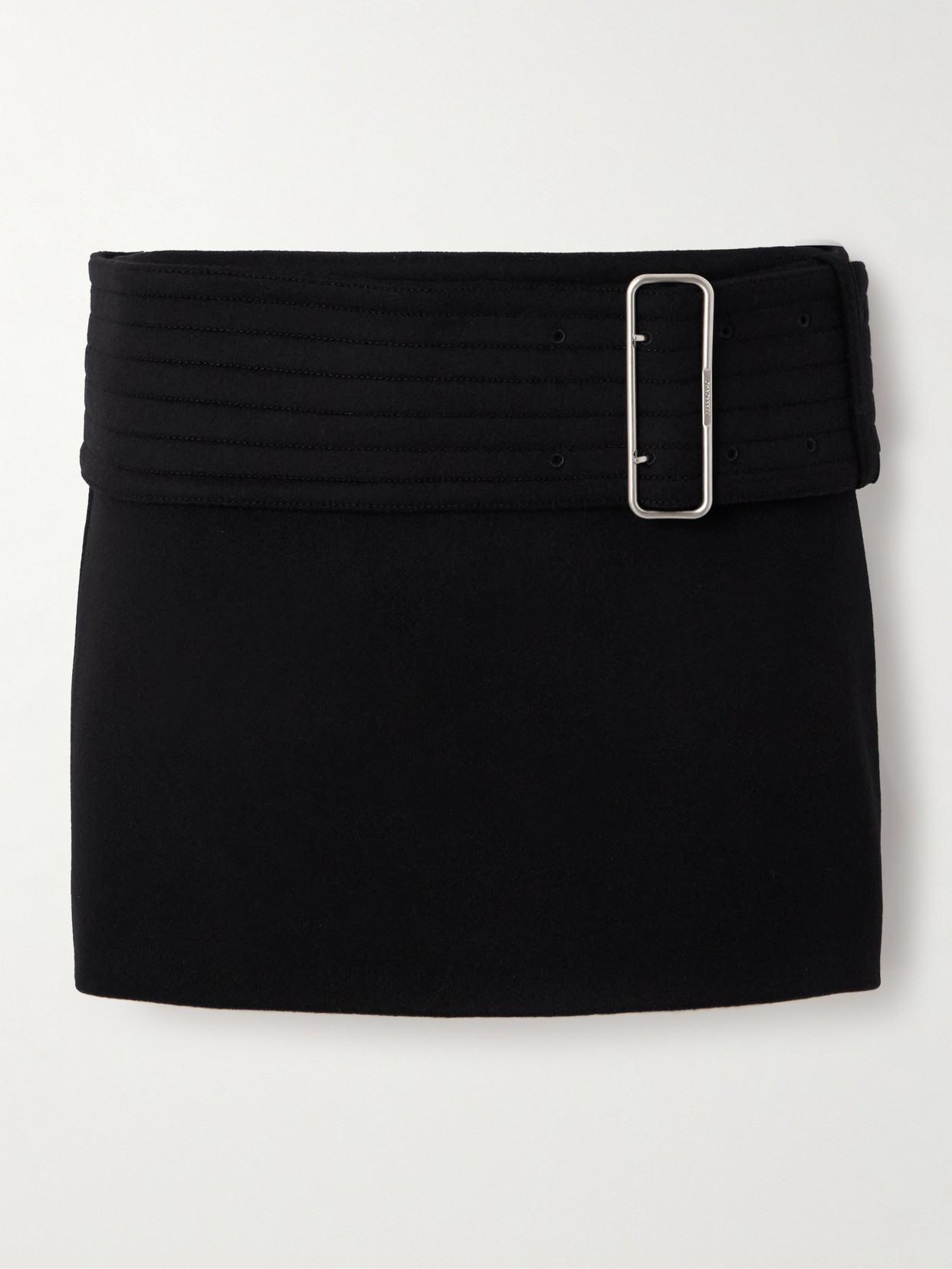 Ferragamo Belted Wool And Cashmere-blend Mini Skirt In Black