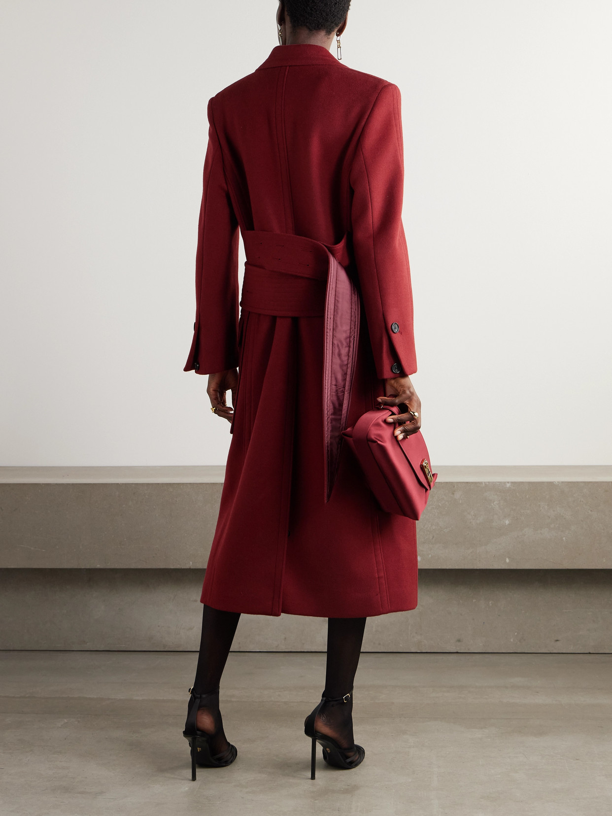 Ferragamo Belted Wool And Cashmere-blend Coat In Red