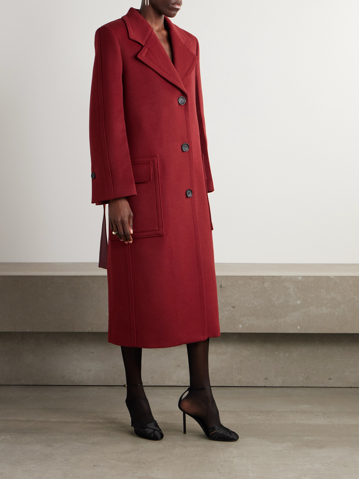 Ferragamo Belted Wool And Cashmere-blend Coat In Red