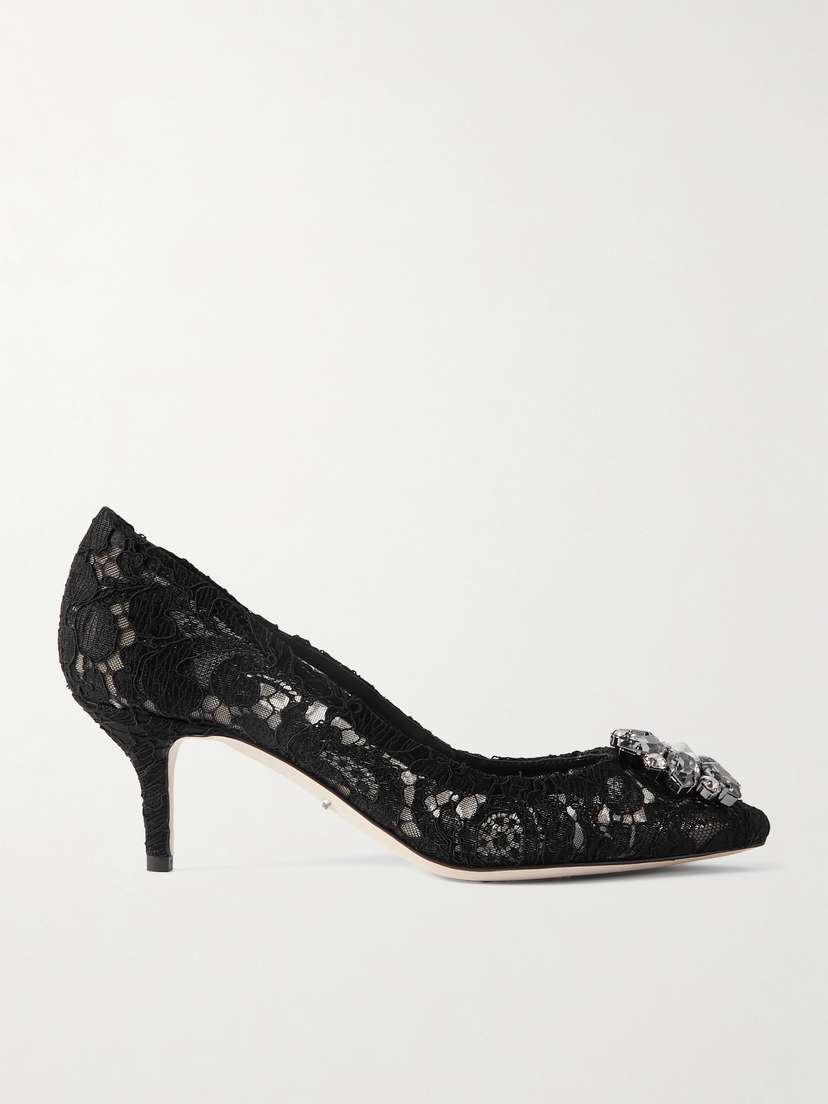Dolce & Gabbana Bellucci Crystal-embellished Corded Lace Pumps
