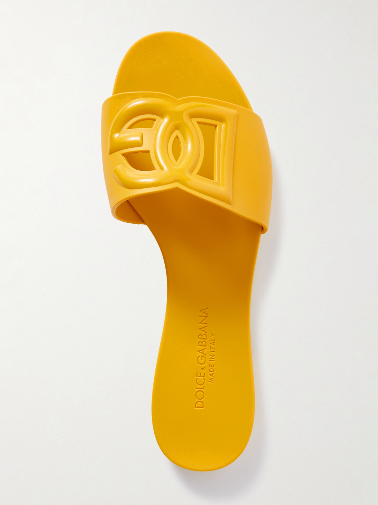 Dolce & Gabbana Cutout Rubber Slides In Yellow