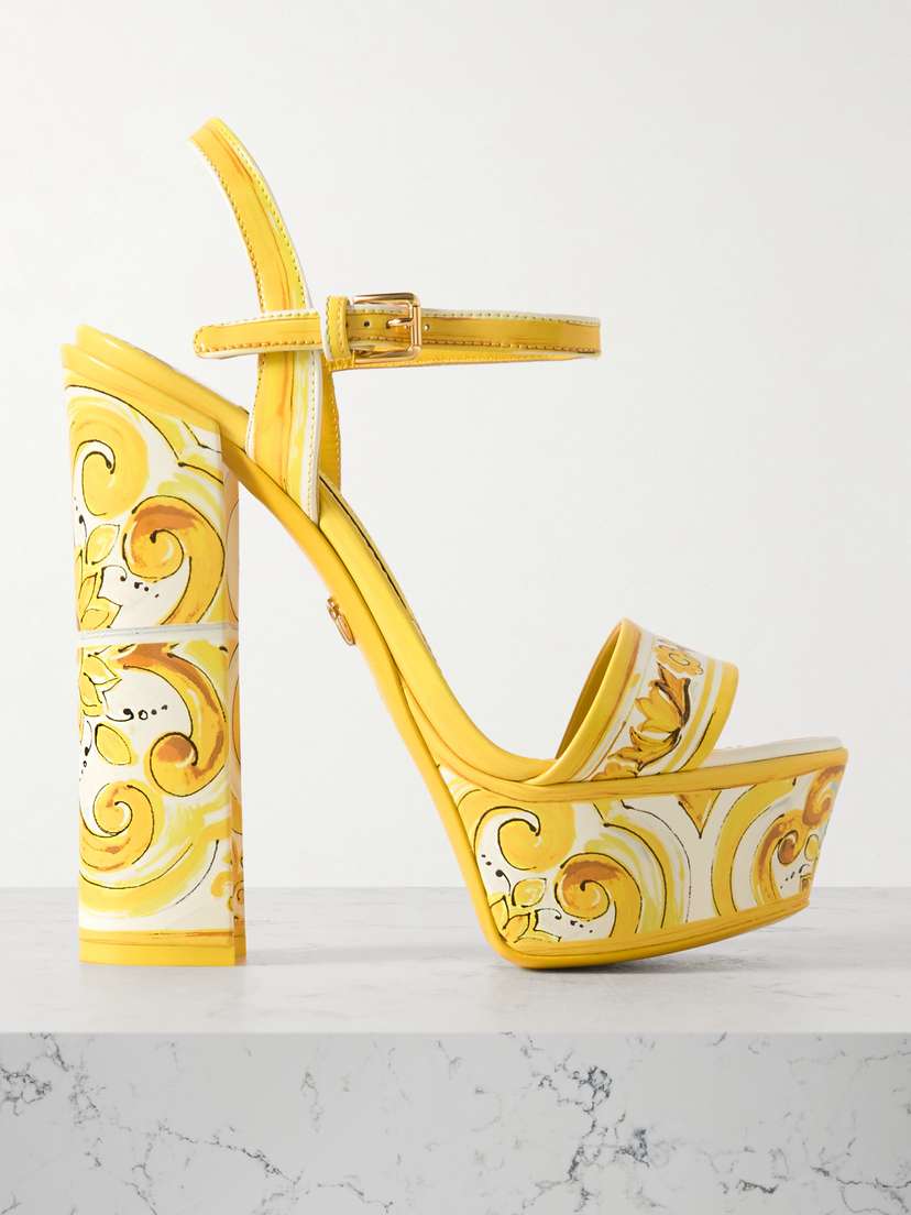 Dolce & Gabbana Keira Printed Leather Platform Sandals