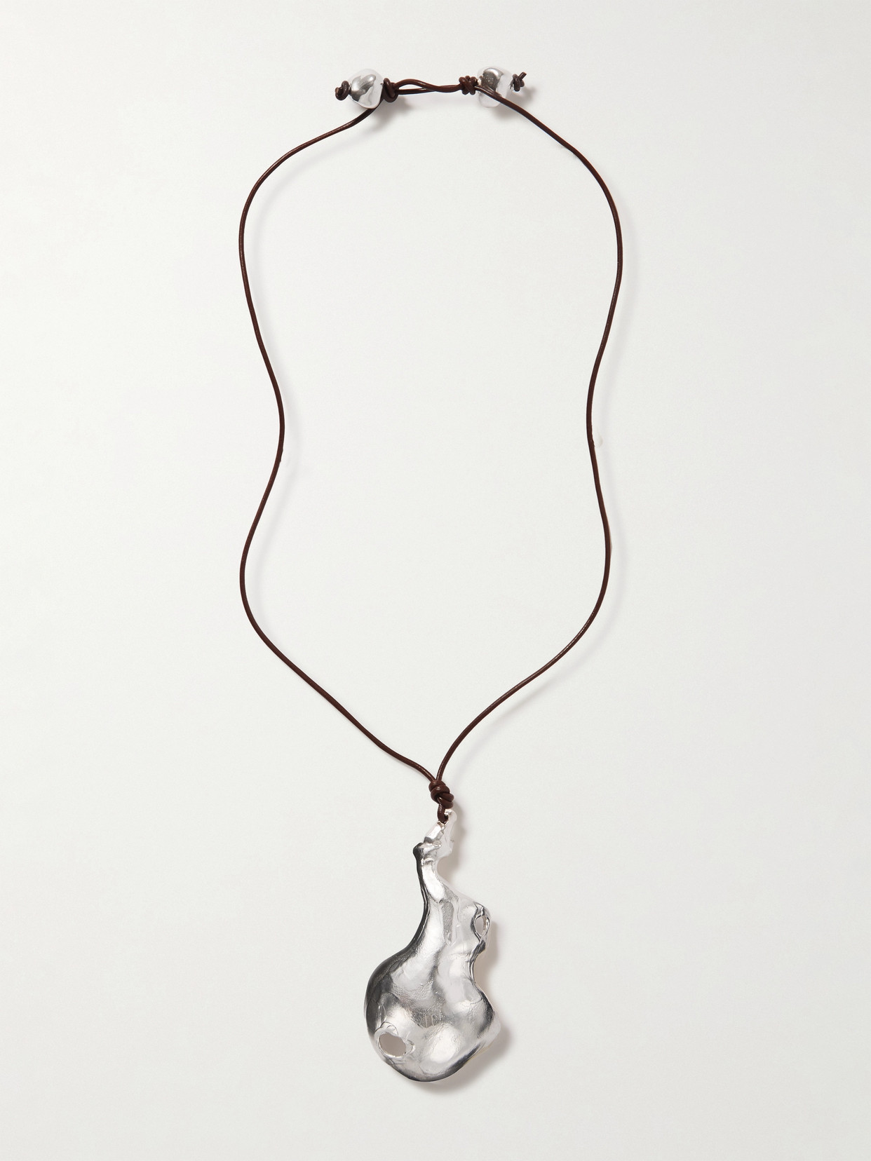 Alighieri The Bones Of Rebirth Recycled Silver And Leather Necklace